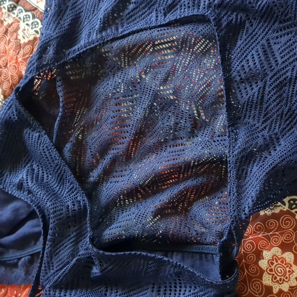 Aerie Pointelle Style Mesh Navy Bodysuit - Picture 3 of 8